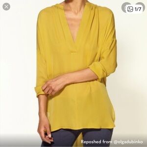 Vince Mustard Yellow Women's Blouse 100% Silk